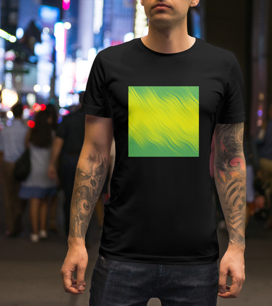 Stripes Wave Pattern Green Yellow Flow T-Shirt