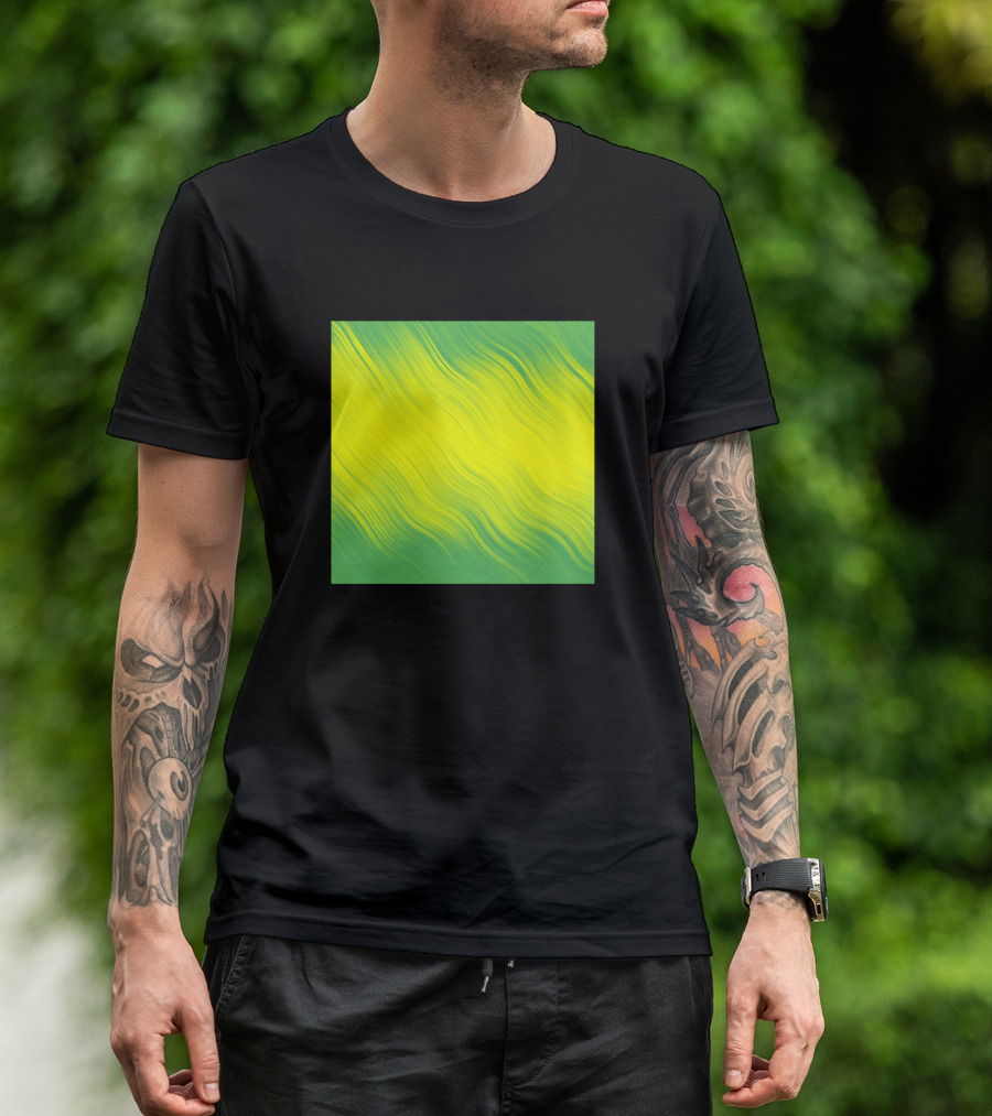 Stripes Wave Pattern Green Yellow Flow T-Shirt