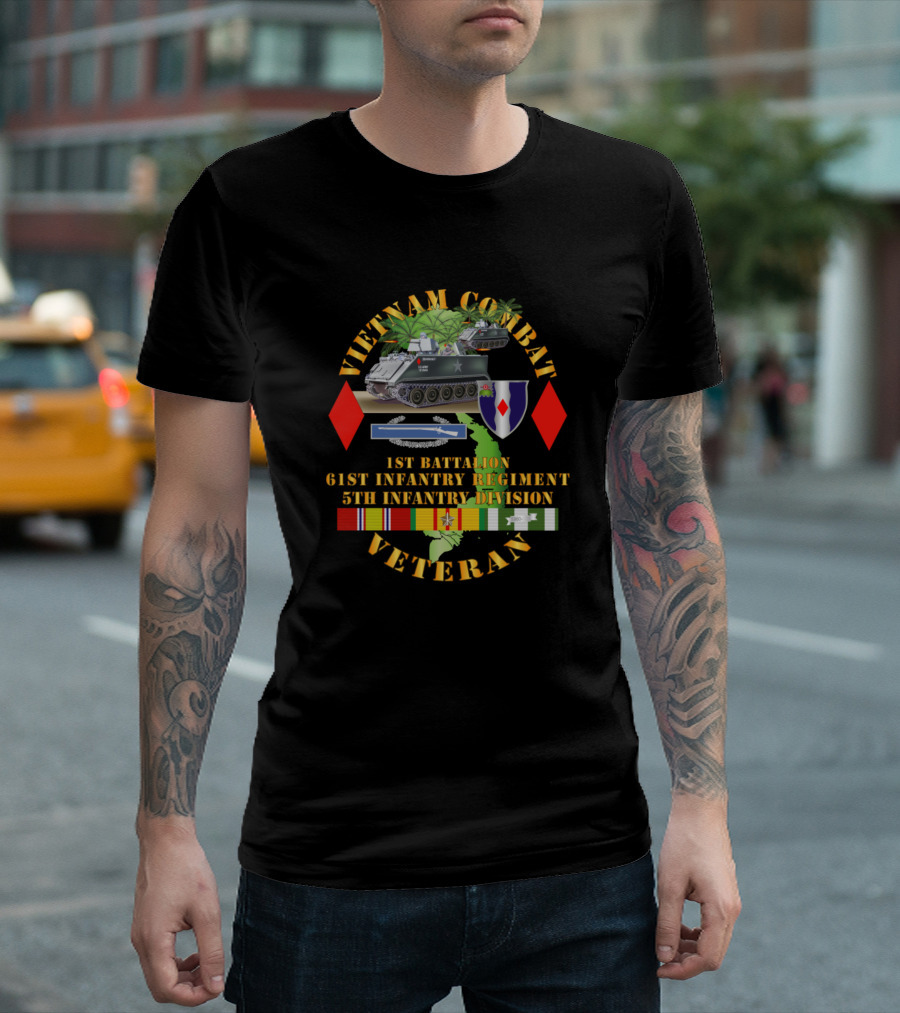 Vietnam Combat Veteran 1st Battalion 61st Infantry Regiment 5th Infantry Division T-Shirt