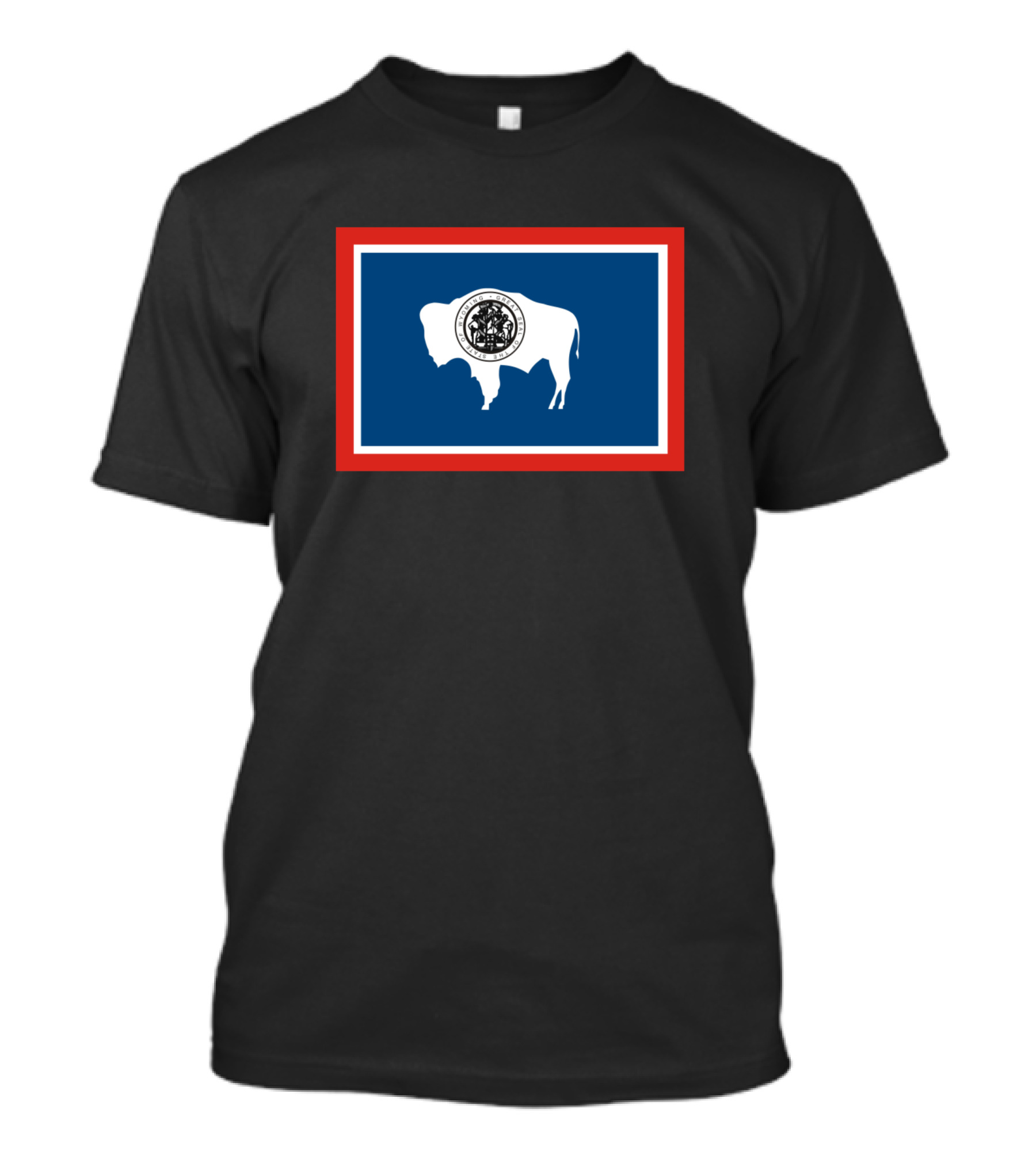 Wyoming State Flag Bison Icon Blue And Red Rectangle T-Shirt