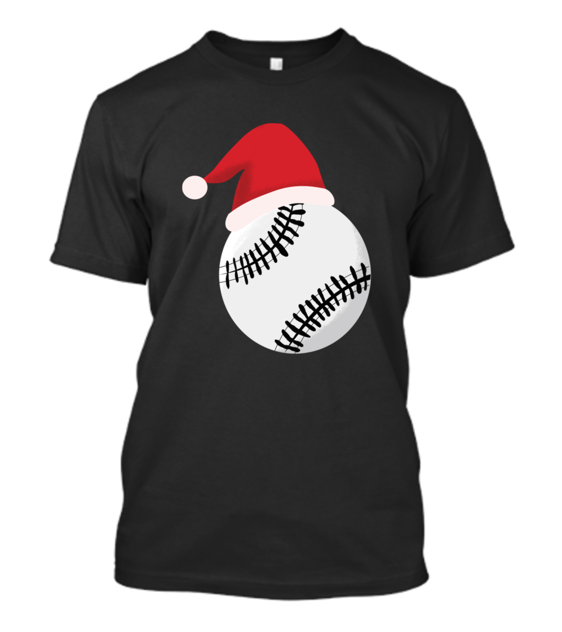 Baseball With Santa Hat Holiday T-Shirt