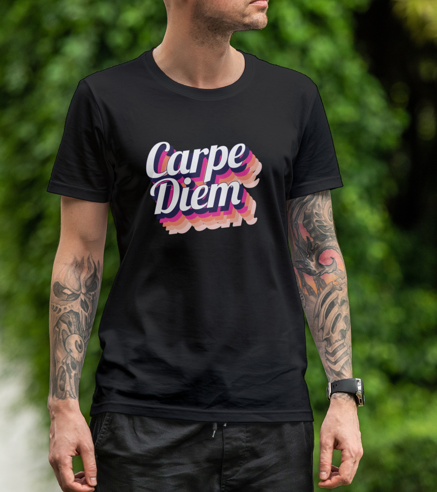 Carpe Diem Retro Pink Layered Text T-Shirt