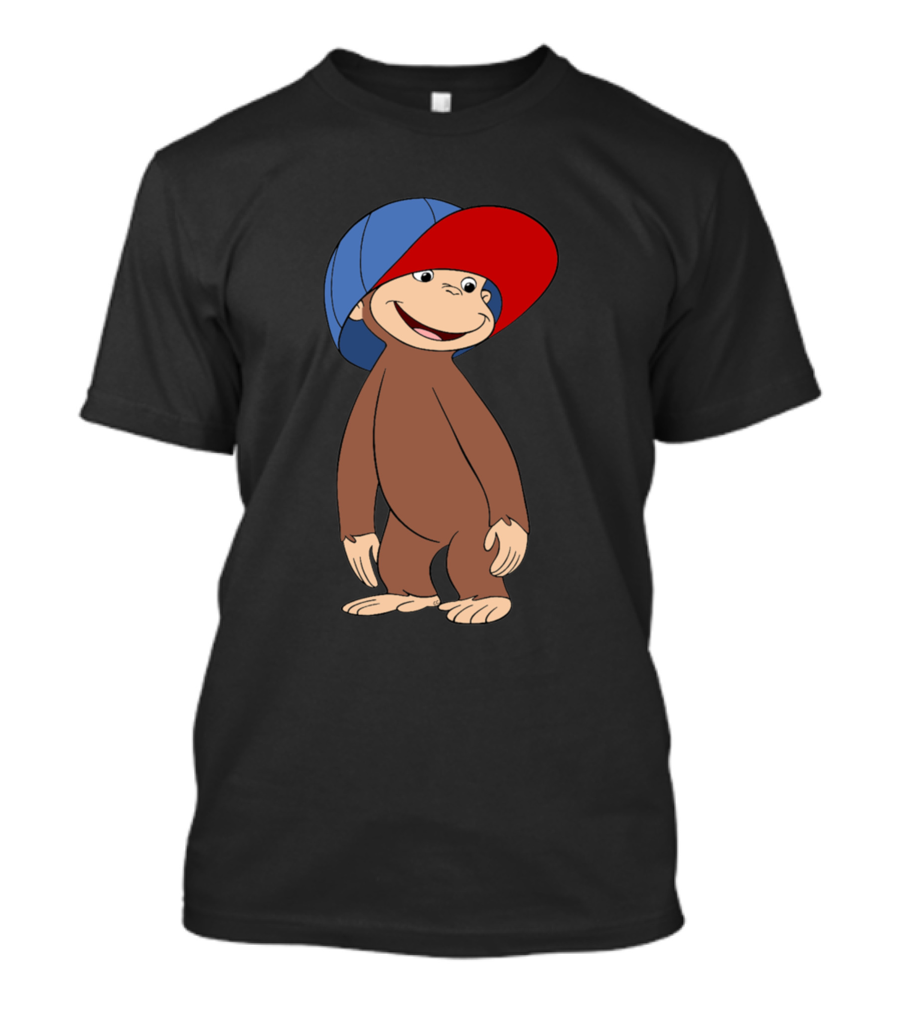 Curious George Cartoon Character In Red And Blue Cap T-Shirt