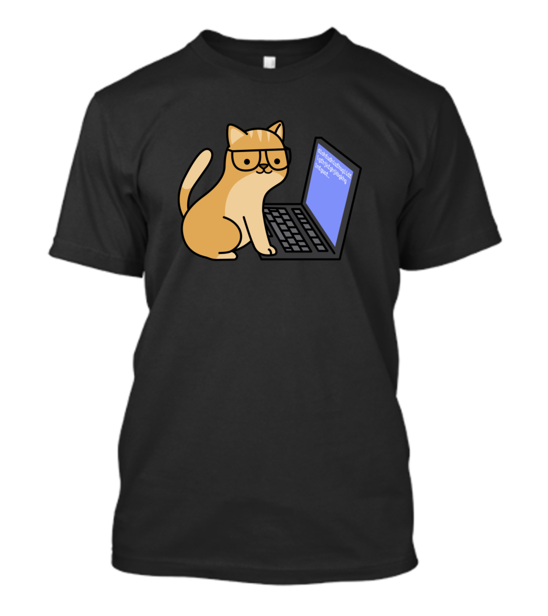 Cute Cat With Glasses Typing On Laptop Computer Screen T-Shirt