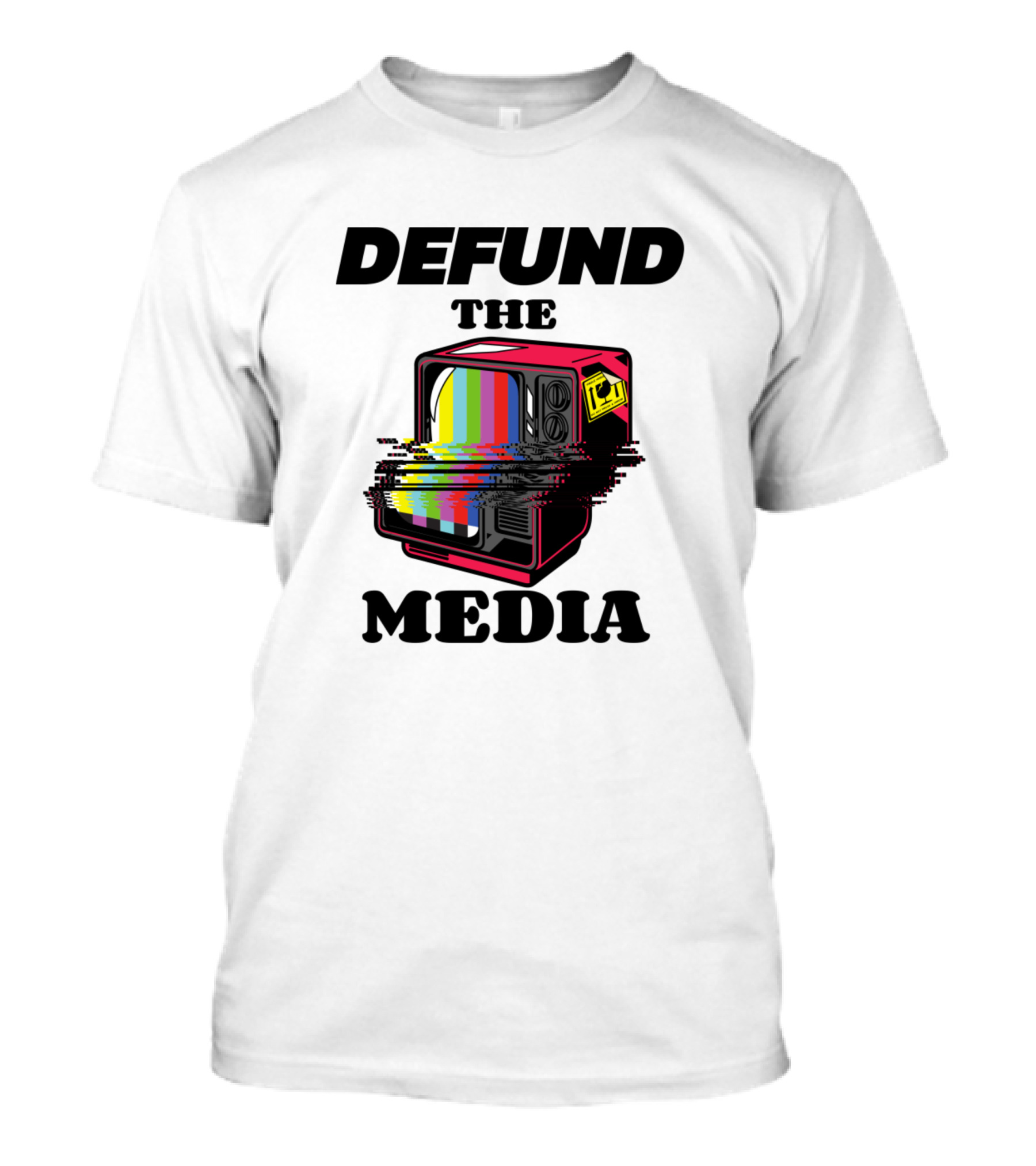 Defund The Media Retro TV Glitch Aesthetic T-Shirt