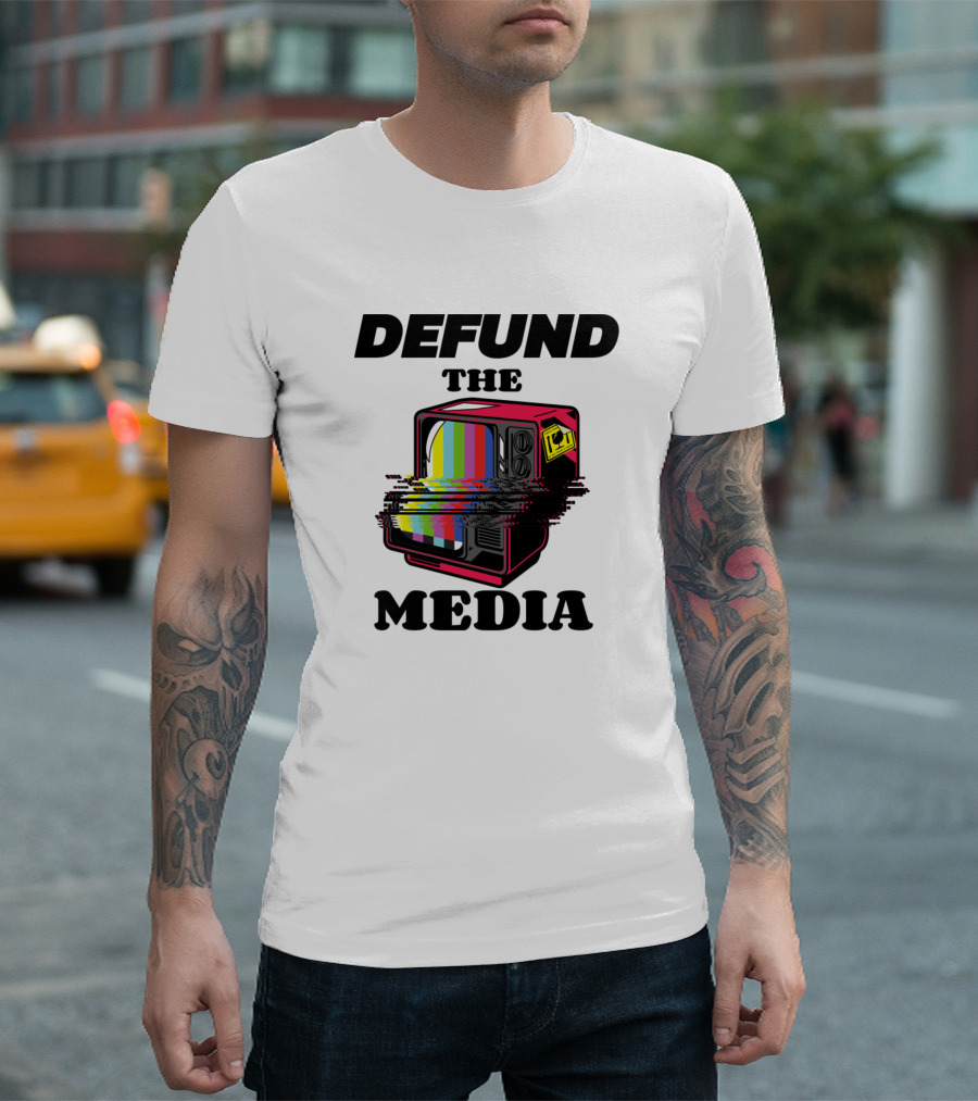 Defund The Media Retro TV Glitch Aesthetic T-Shirt