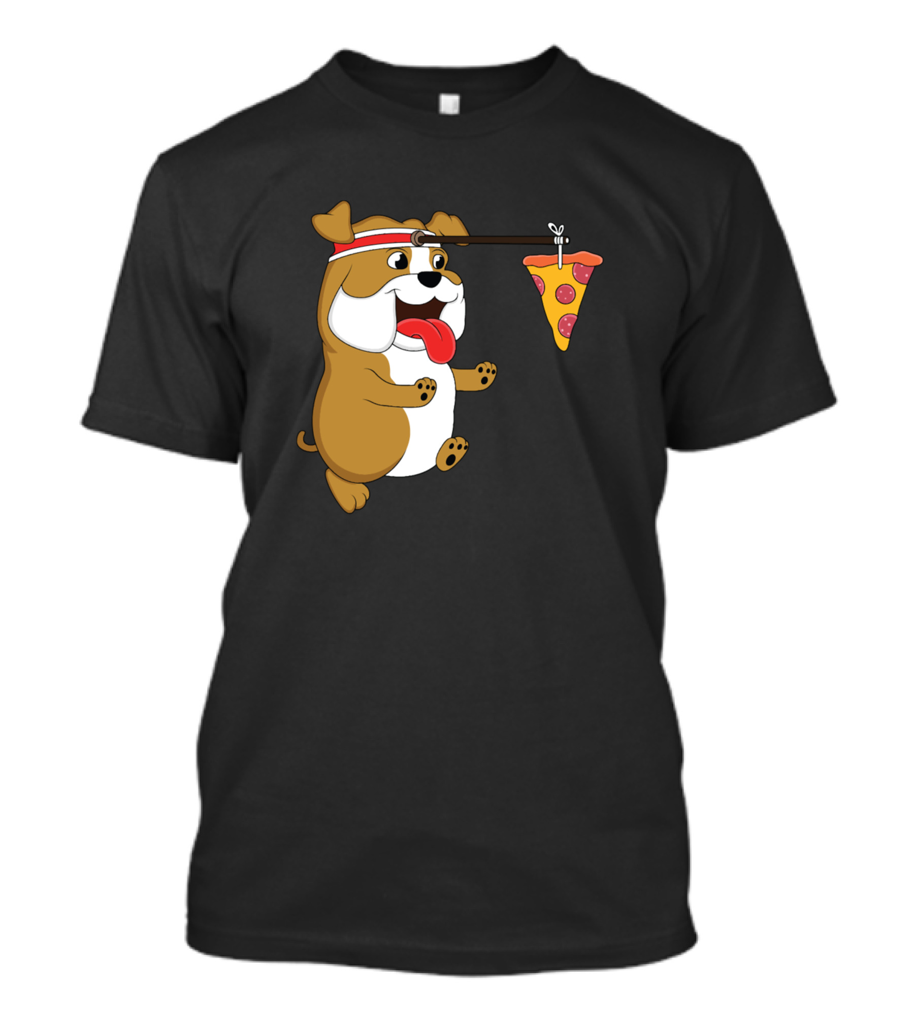 Dog English Bulldog Running With Pizza Slice Motivation T-Shirt
