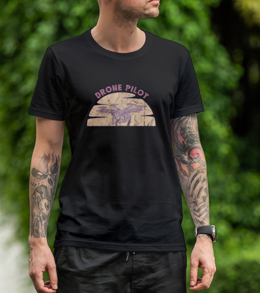 Drone Pilot Vintage Sunset Quad Drone T-Shirt