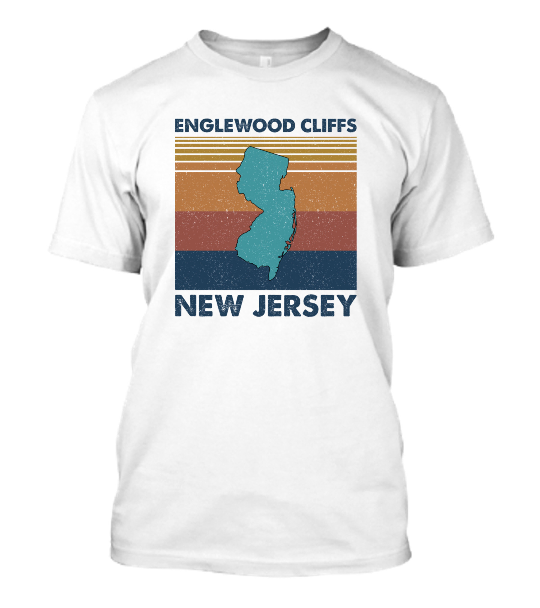 Englewood Cliffs New Jersey Retro Map T-Shirt