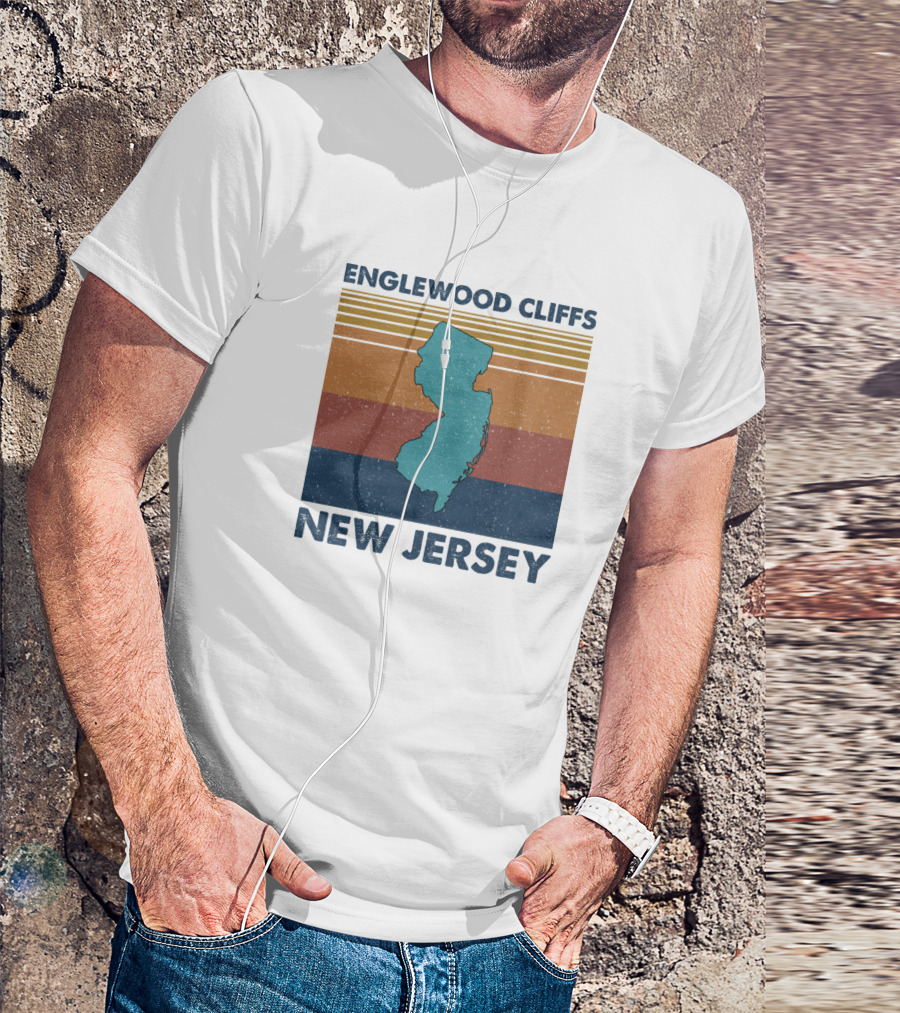 Englewood Cliffs New Jersey Retro Map T-Shirt