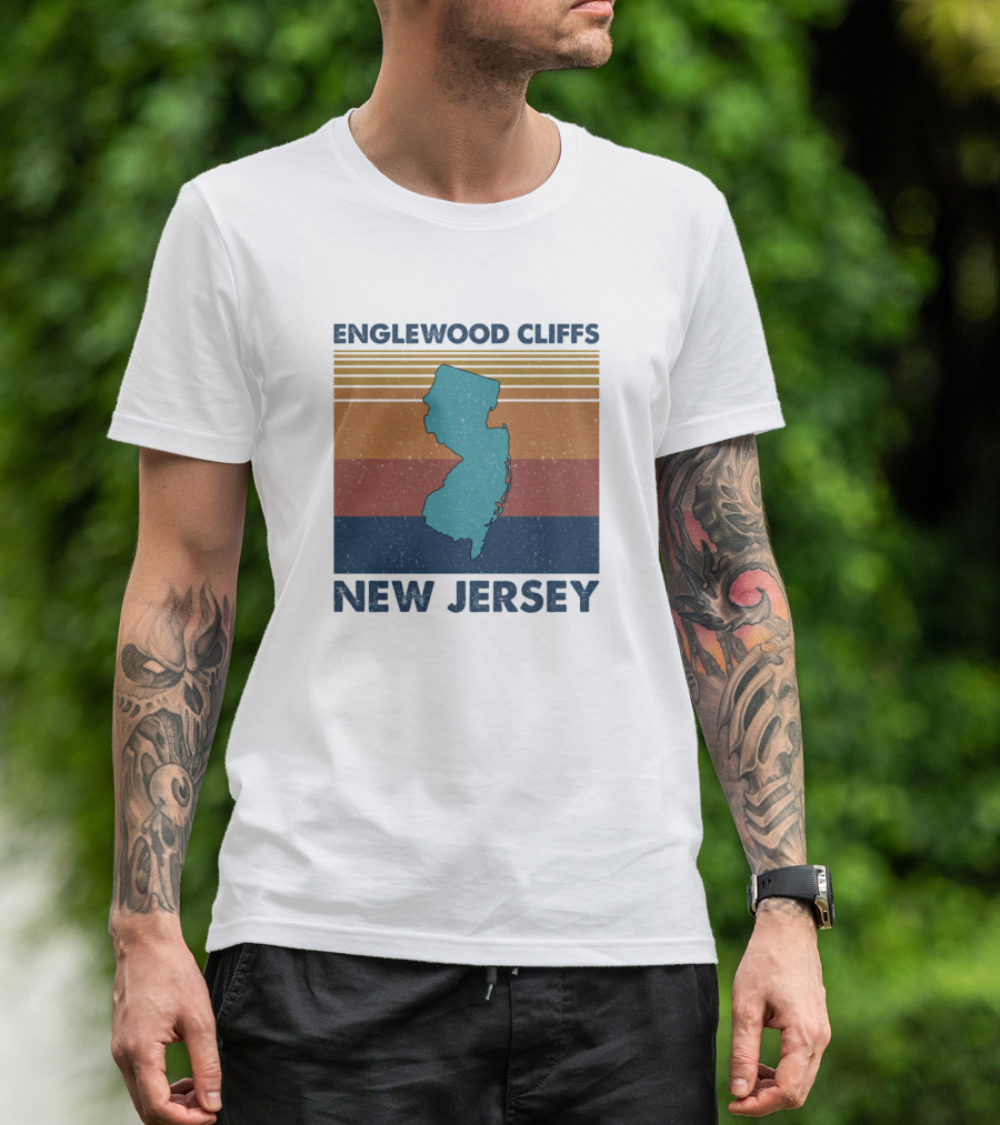 Englewood Cliffs New Jersey Retro Map T-Shirt