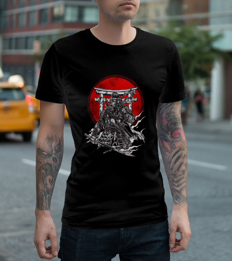 Ghost Of Tsushima Samurai Warrior Red Sun Torii Gate T-Shirt