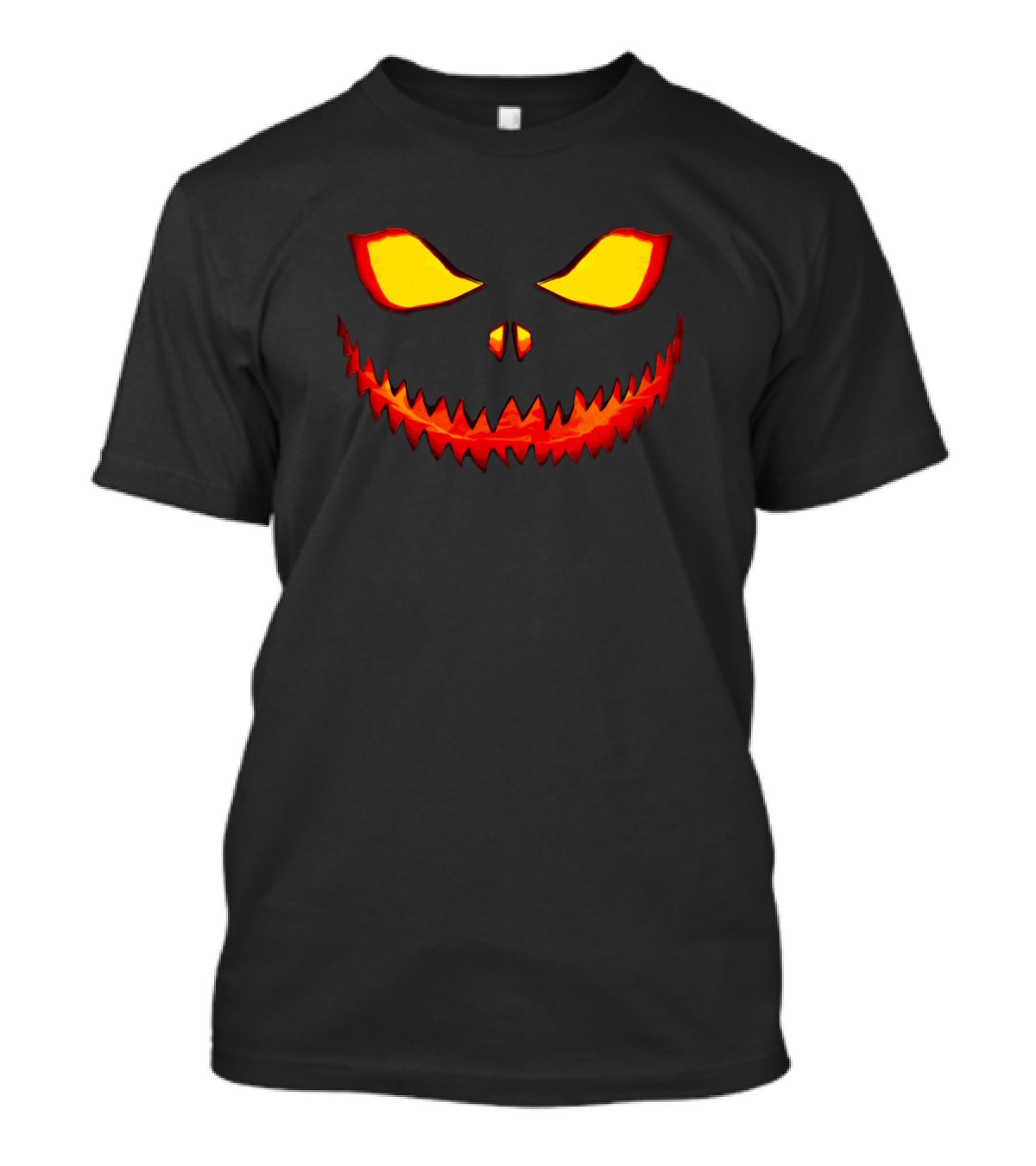 Halloween Pumpkin Scary Face Glowing Eyes And Fiery Grin T-Shirt