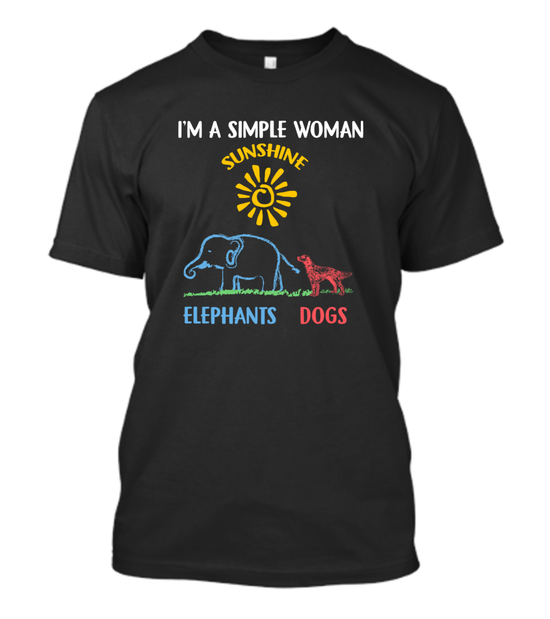 I'm A Simple Woman Sunshine Elephants Dogs T-Shirt