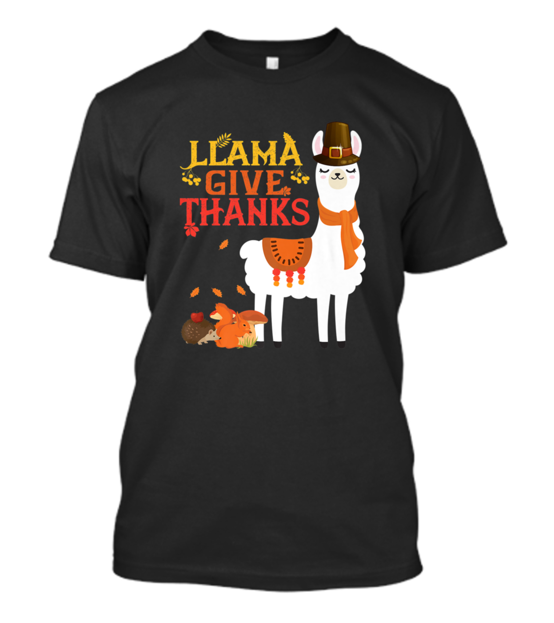 Llama Give Thanks Funny Llama Pilgrim Autumn Animals T-Shirt