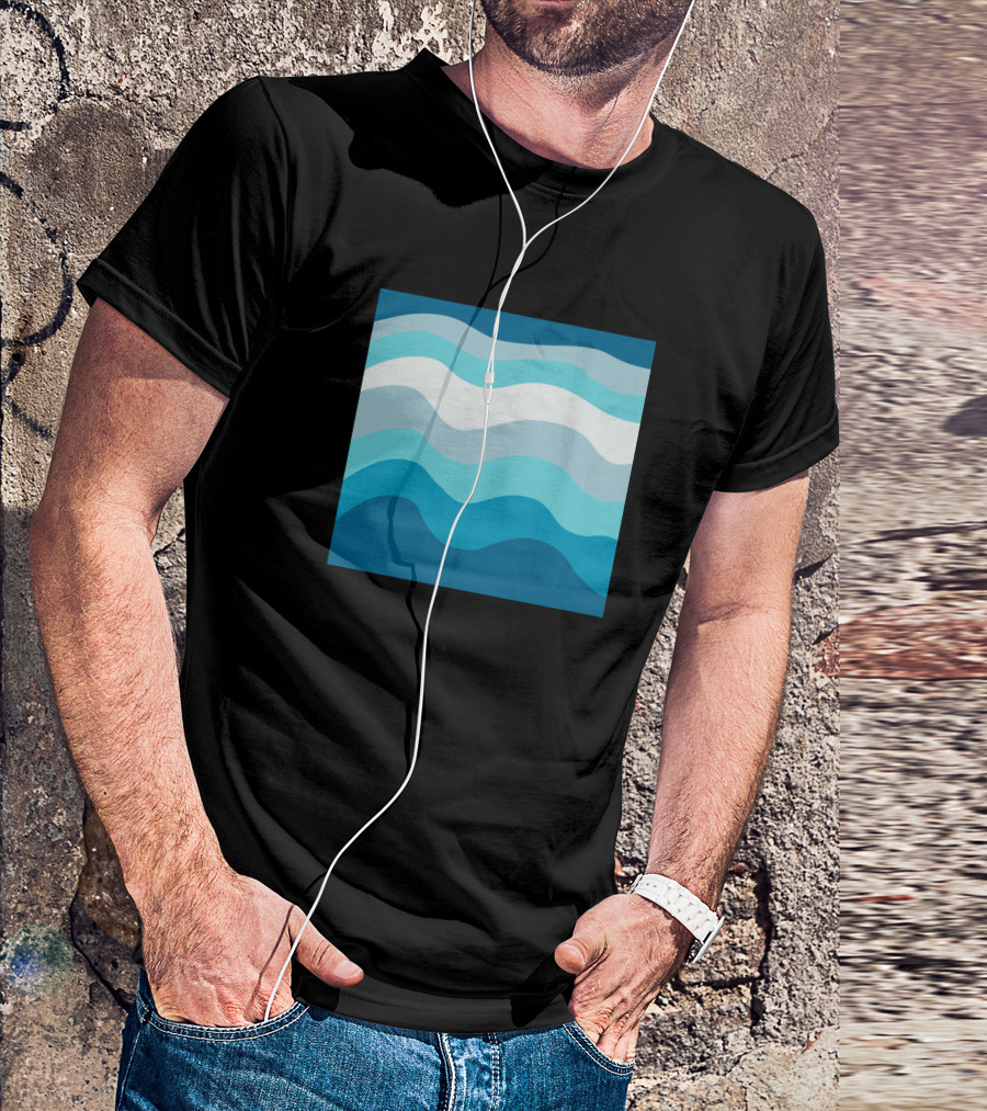 Ocean Waves Blue Wave Stripes T-Shirt