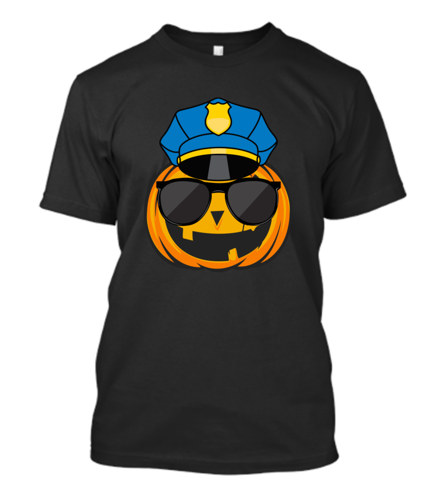 Pumpkin Police Officer With Sunglasses Funny Scary T-Shirt