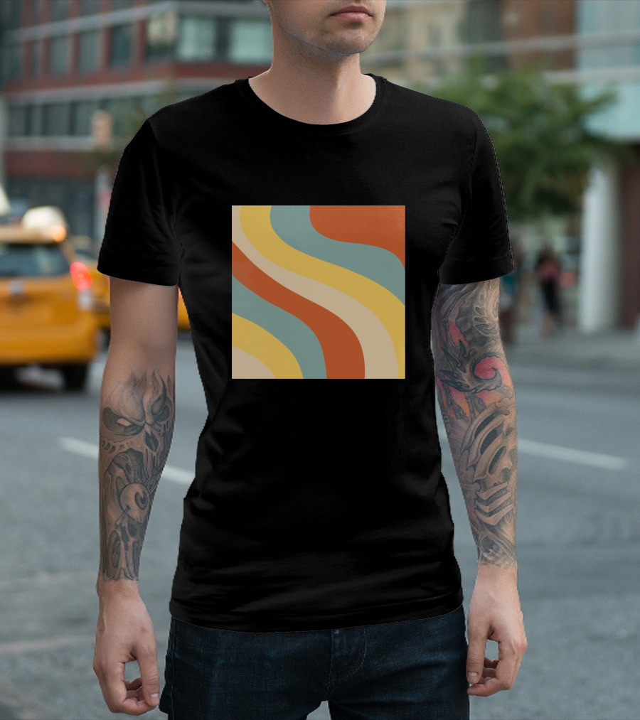 Retro Waves Multicolor Abstract Stripes T-Shirt