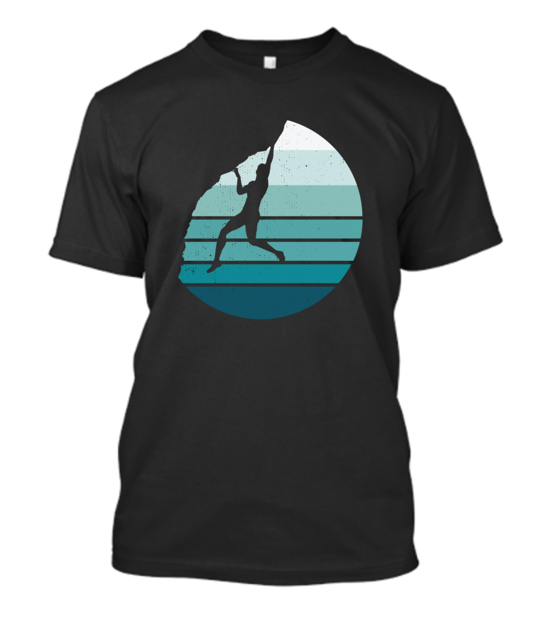 Rock Climbing Climber Vintage Sunset Silhouette Retro Circle T-Shirt