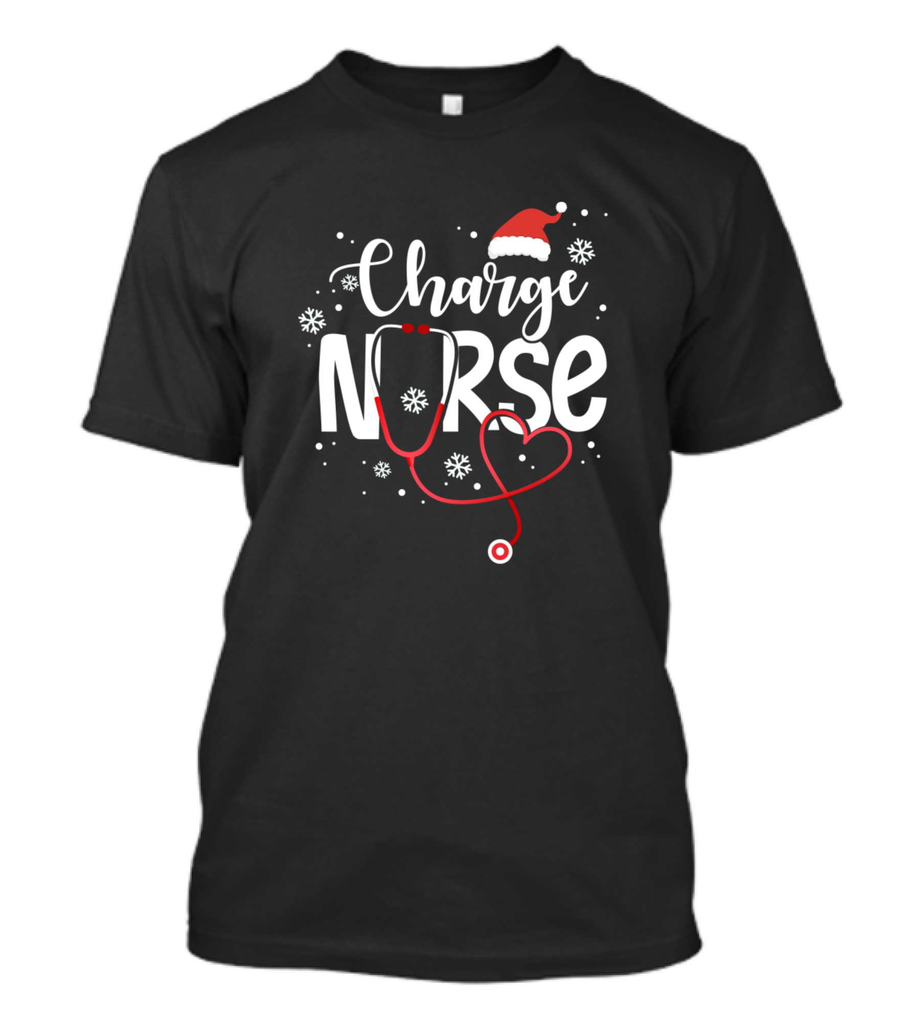 Santas Favorite Charge Nurse Christmas Stethoscope Snowflakes T-Shirt