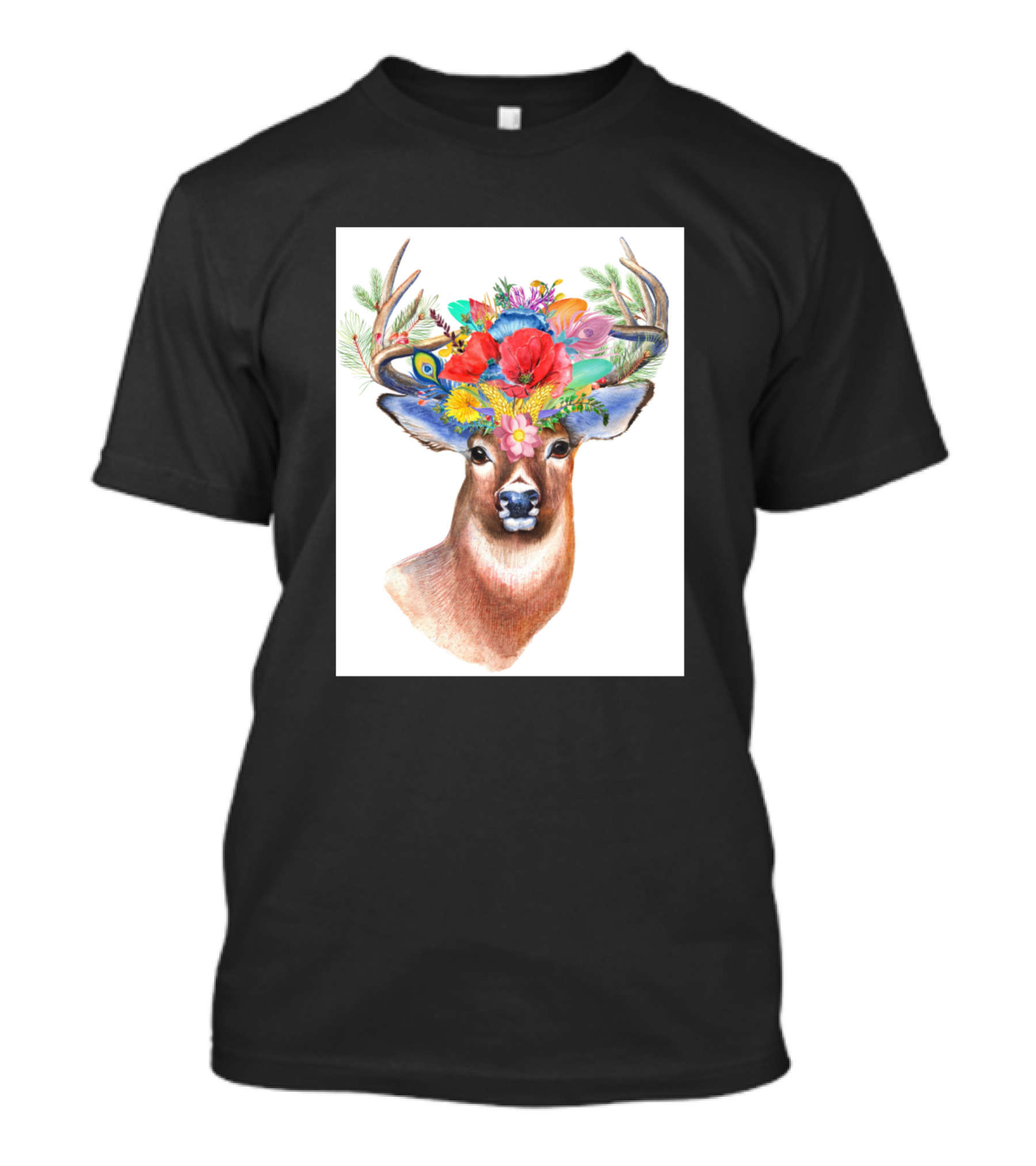Satg Deer With Floral Antlers T-Shirt