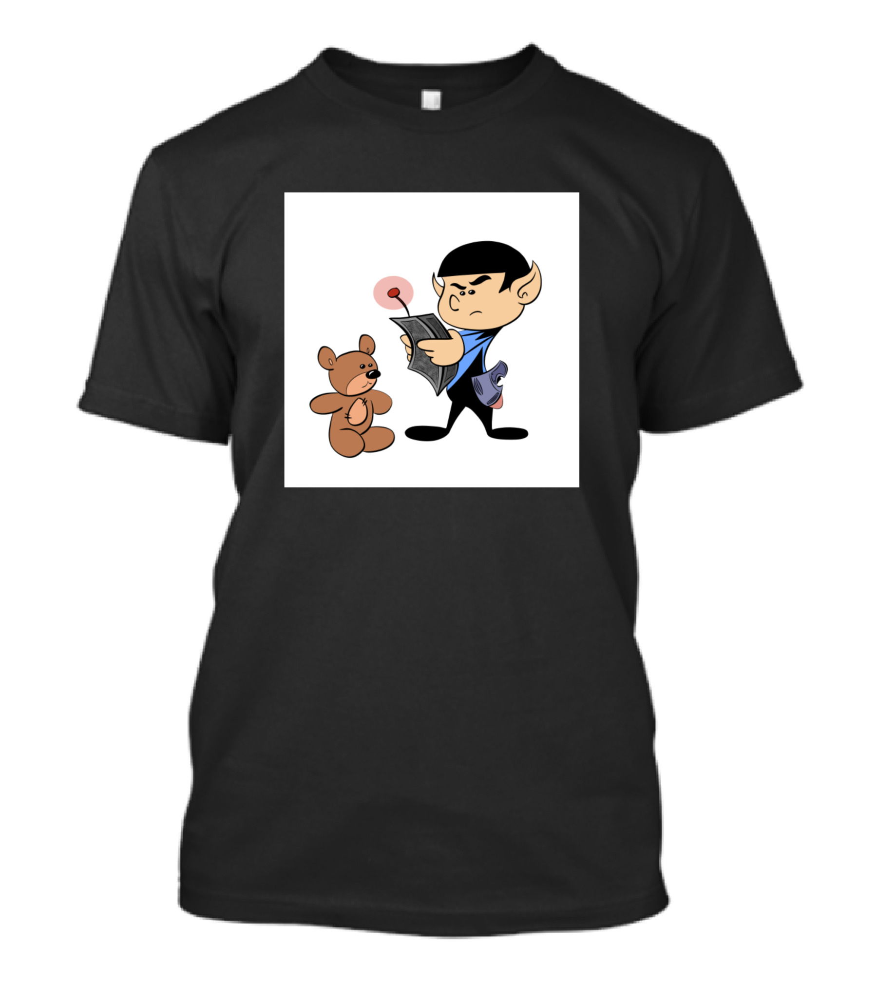 Star Trek Spock Cartoon Searching For Life Signs On Teddy Bear T-Shirt
