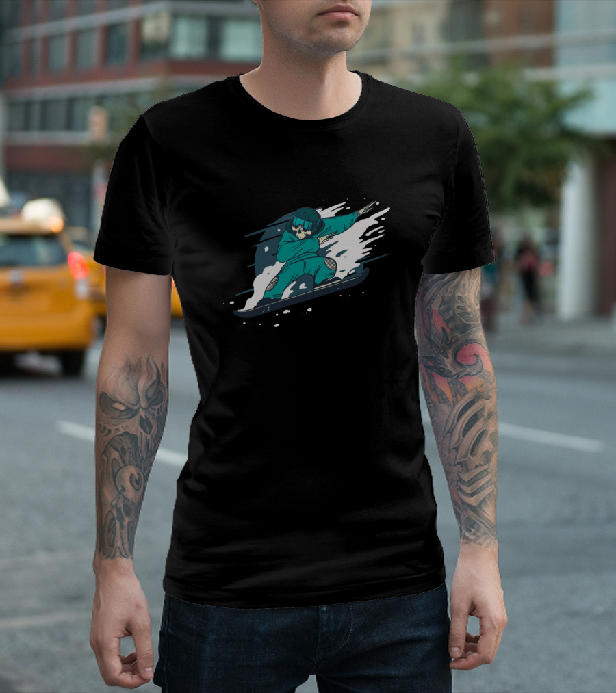 Snowboarding Skeleton Rider In Dynamic Motion T-Shirt
