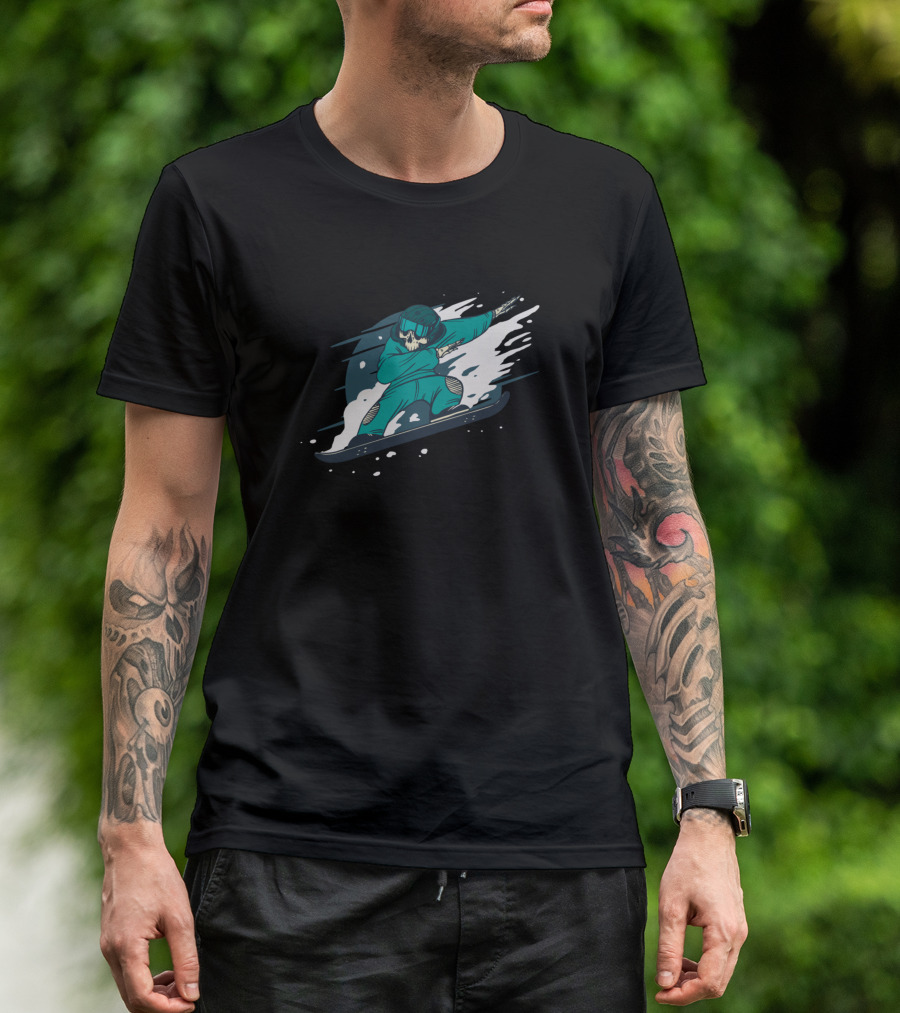 Snowboarding Skeleton Rider In Dynamic Motion T-Shirt