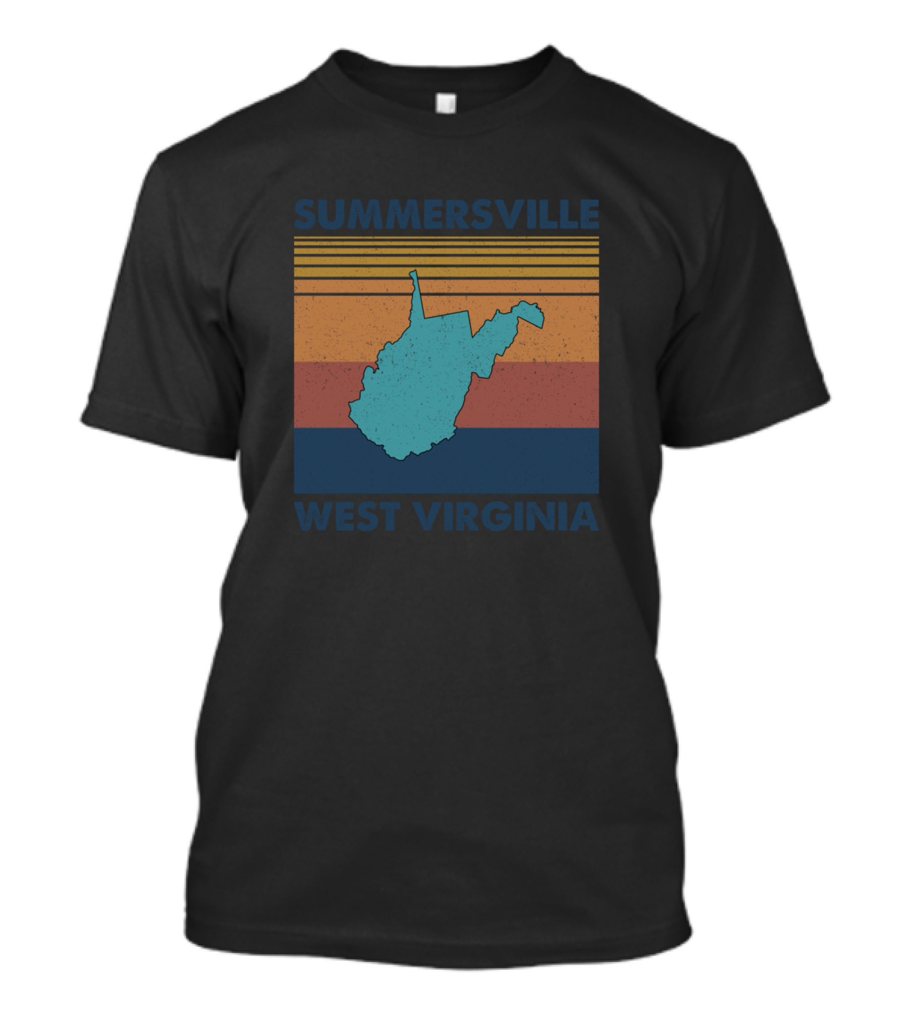 Summersville West Virginia Retro Style With State Map And Stripes T-Shirt