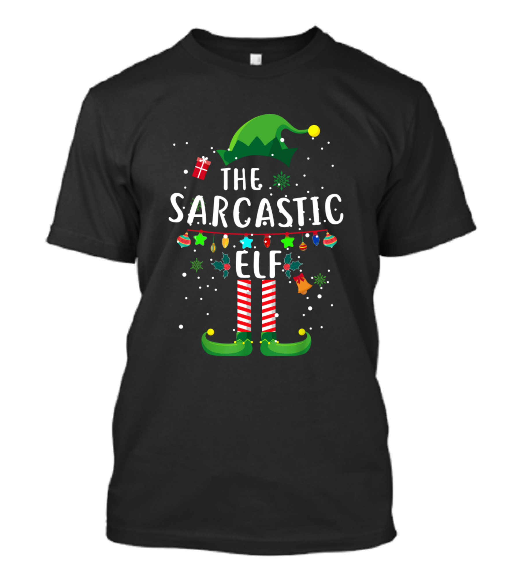 The Sarcastic Elf Christmas Humor Festive Hat And Gift Ornaments T-Shirt