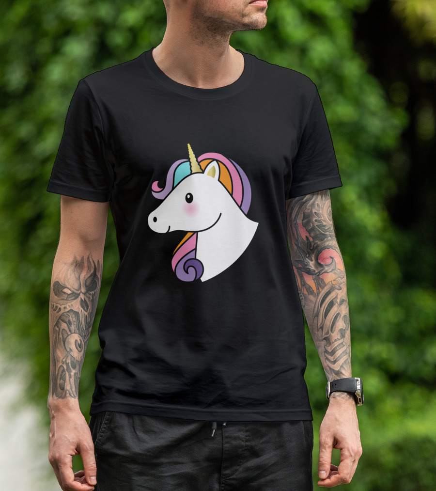 Unicorn Head Colorful Pastel Mane T-Shirt