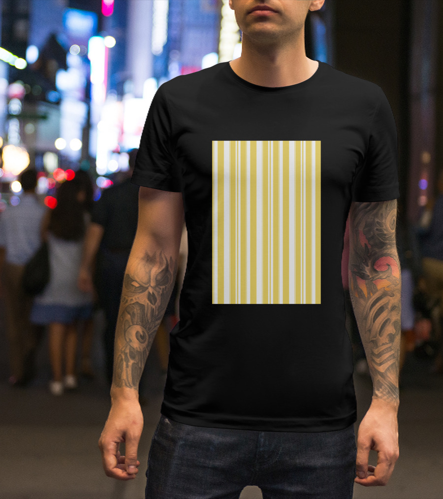 Yellow And White Vertical Stripes T-Shirt