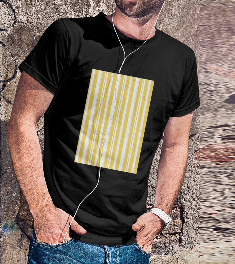 Yellow And White Vertical Stripes T-Shirt