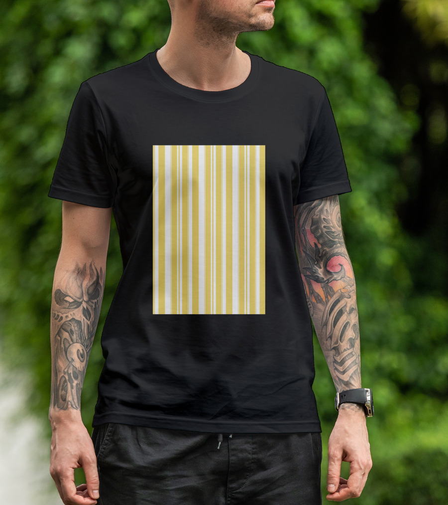 Yellow And White Vertical Stripes T-Shirt