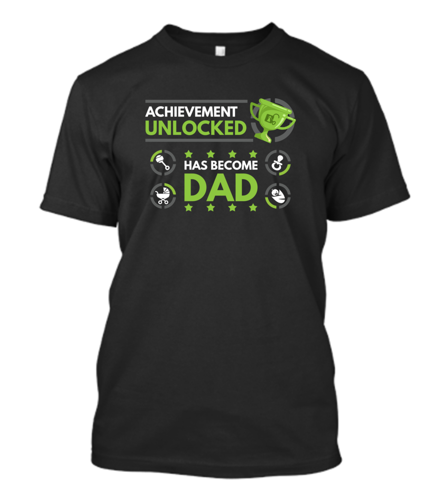 Achievement Unlocked Dad Fatherhood Trophy Icon New Dad Achievement T-Shirt