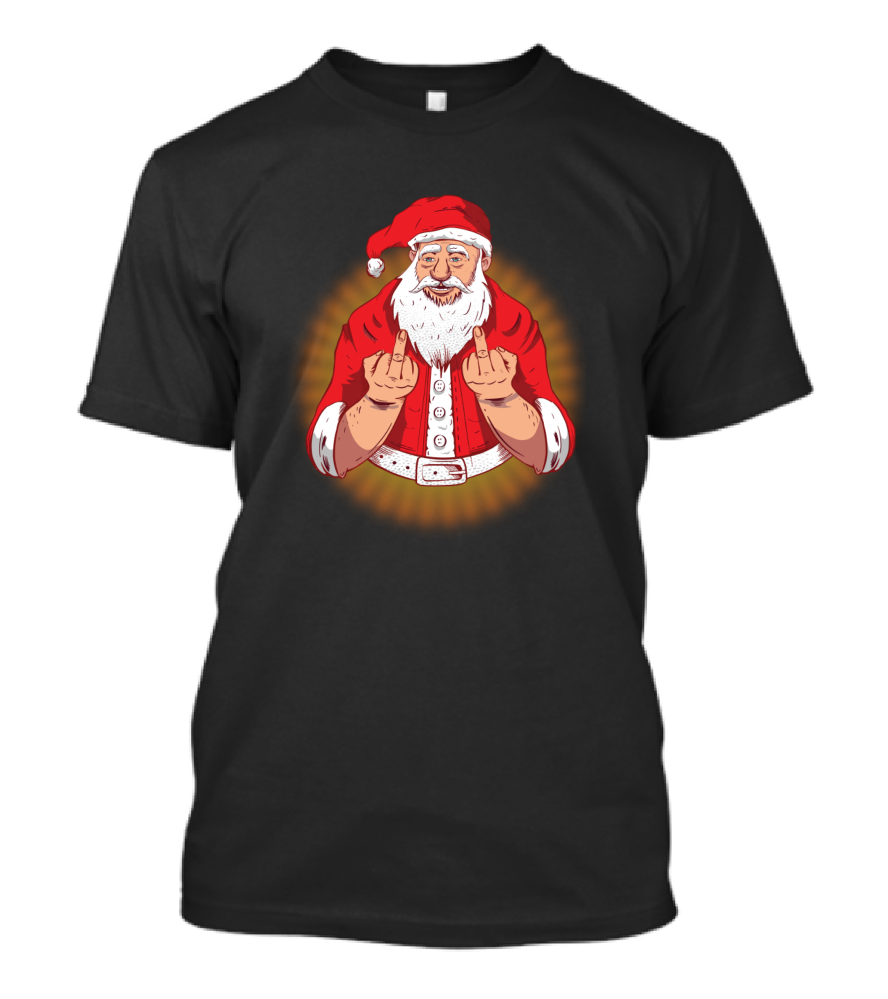Angry Santa Claus Middle Finger Gesture T-Shirt