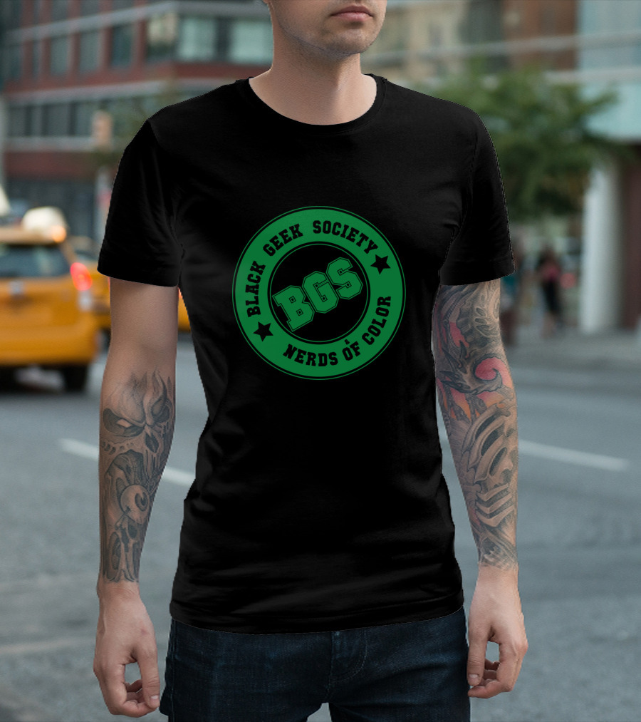 Black Geek Society BGS Nerds Of Color Retro Green Text T-Shirt