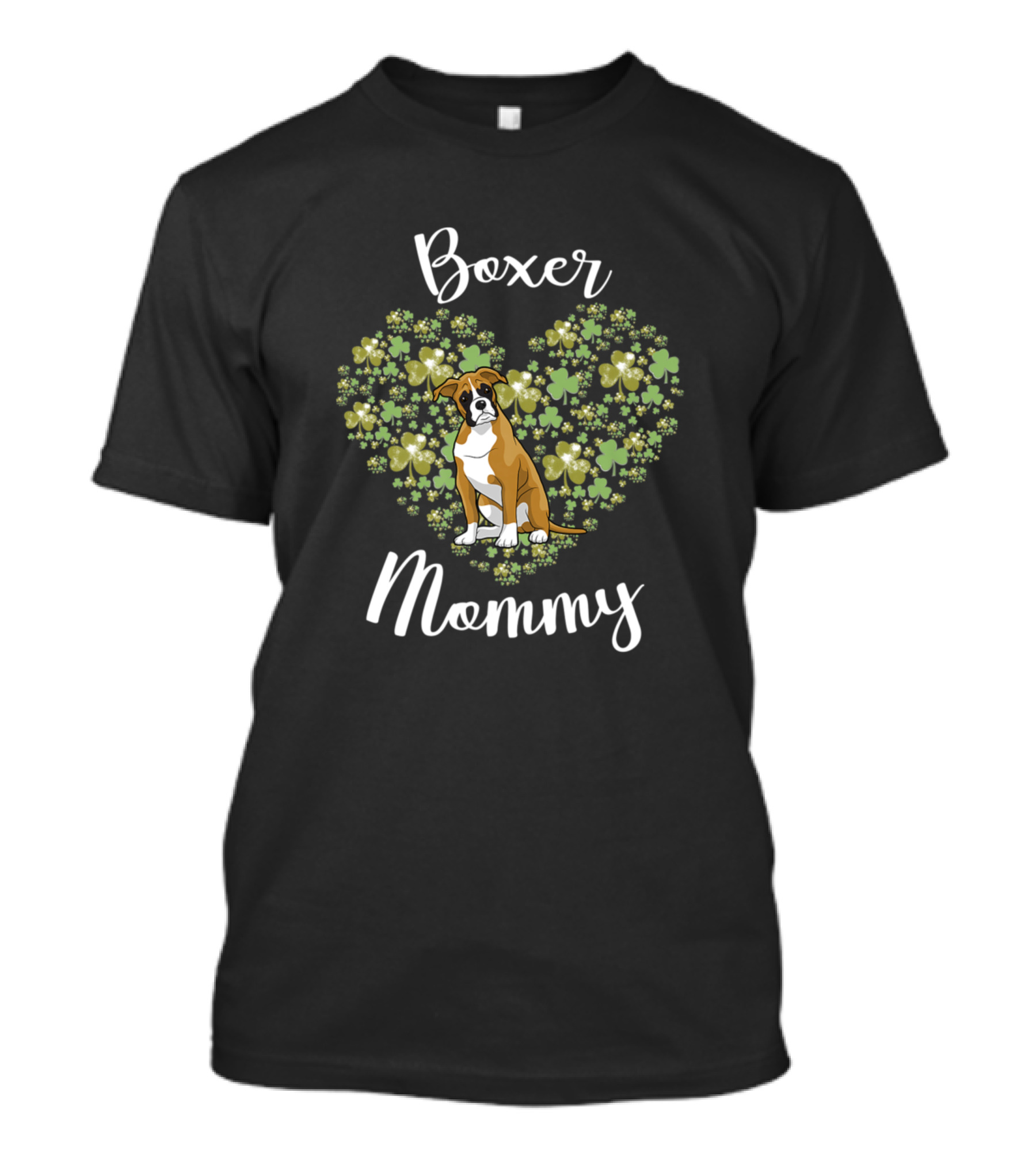 Boxer Mommy Shamrock Heart Irish T-Shirt