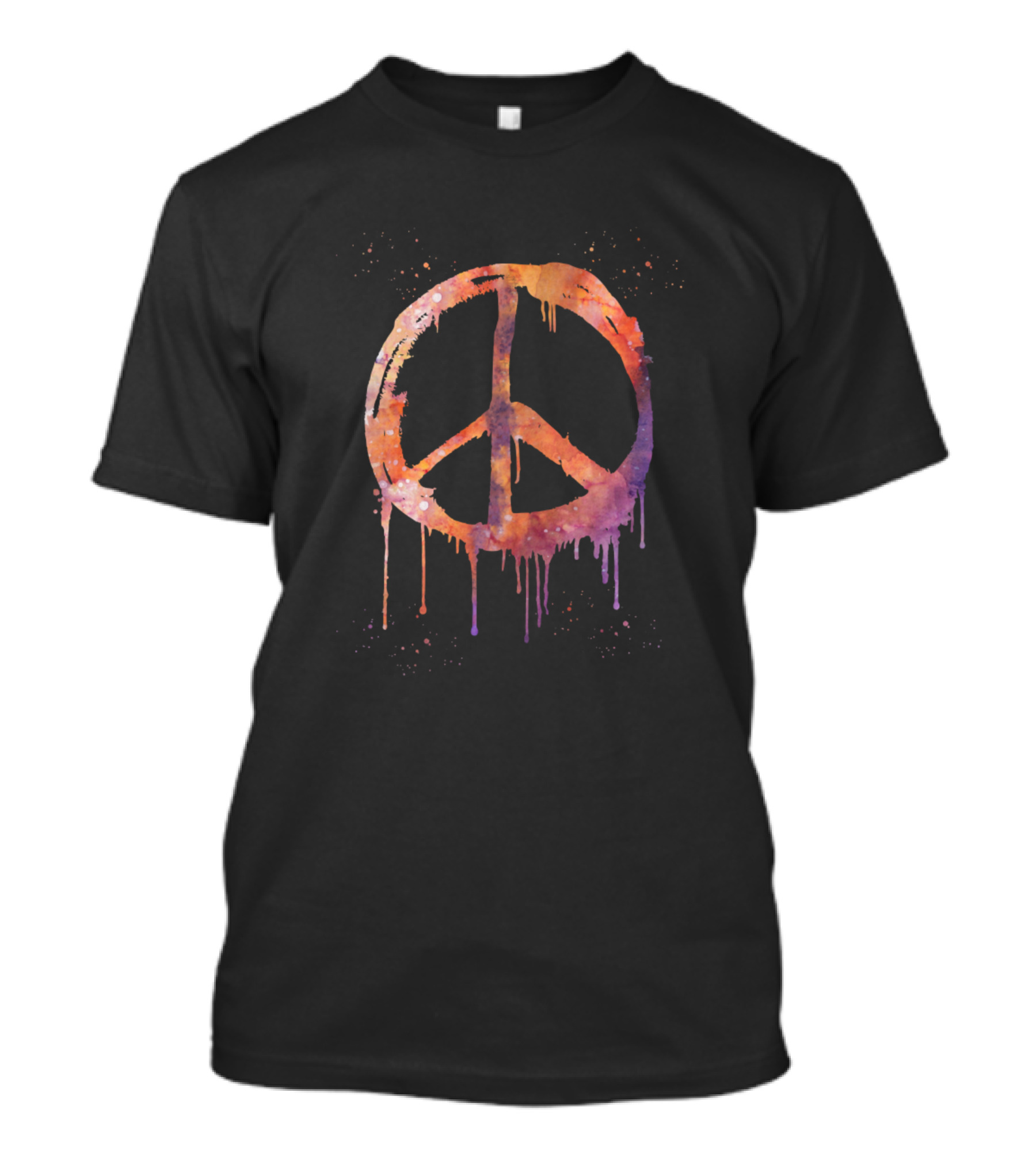 Hippie Peace Sign Watercolor Drip Effect T-Shirt