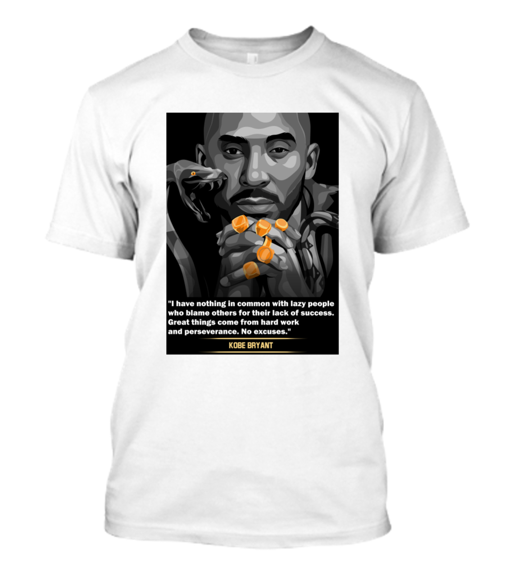 Kobe Bryant Black Mamba Great Things Hard Work Perseverance No Excuses T-Shirt