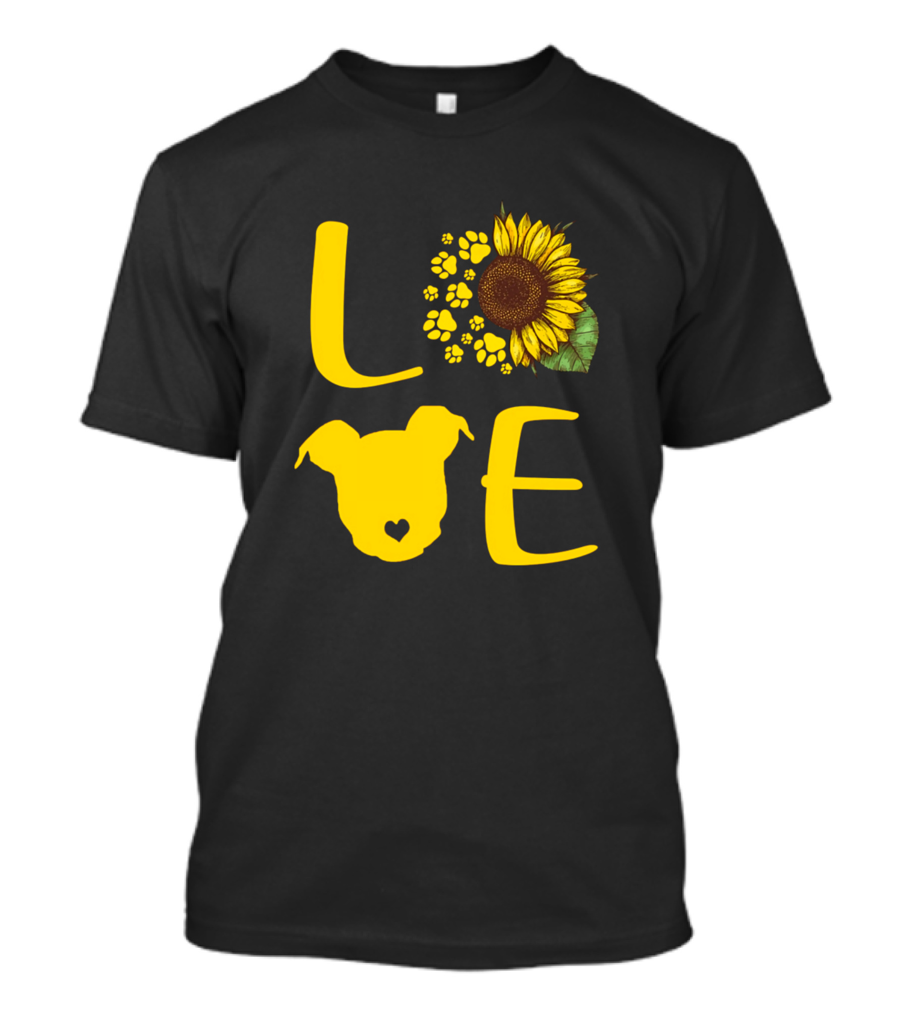 Love Sunflower Paw Pitbull Dog T-Shirt