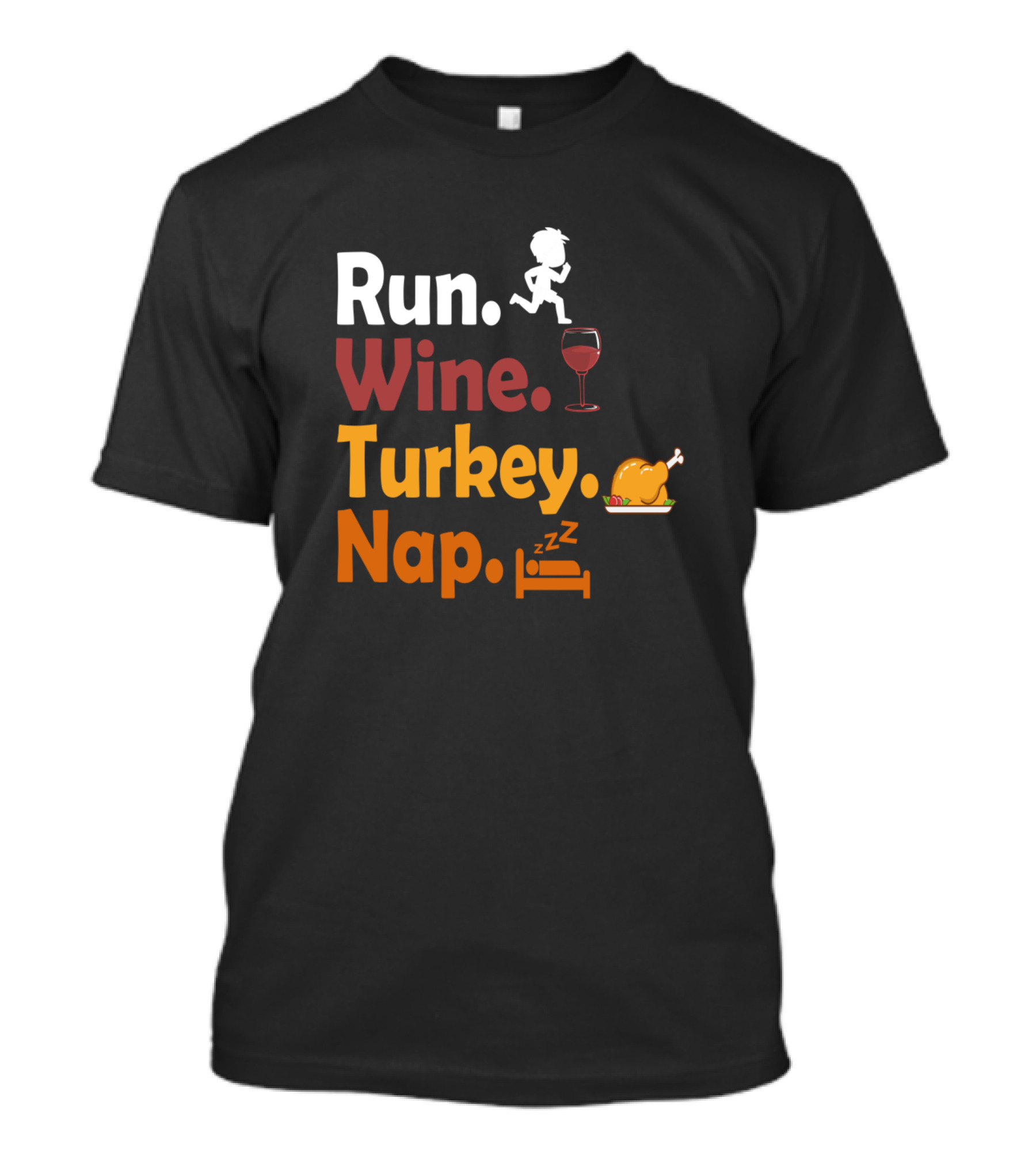 Run Wine Turkey Nap Running Wine Glass Turkey Bed Icons T-Shirt
