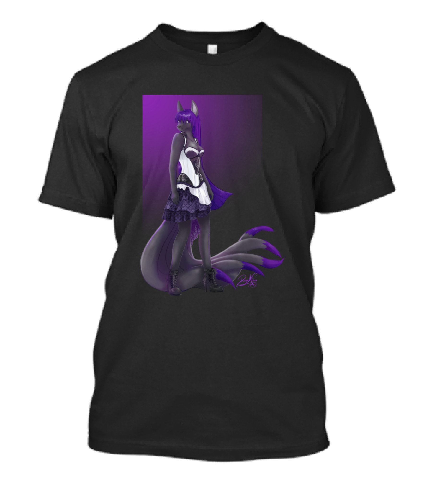Tayken Loli Goth Anthro Anime Fox Girl Purple Goth Aesthetic T-Shirt