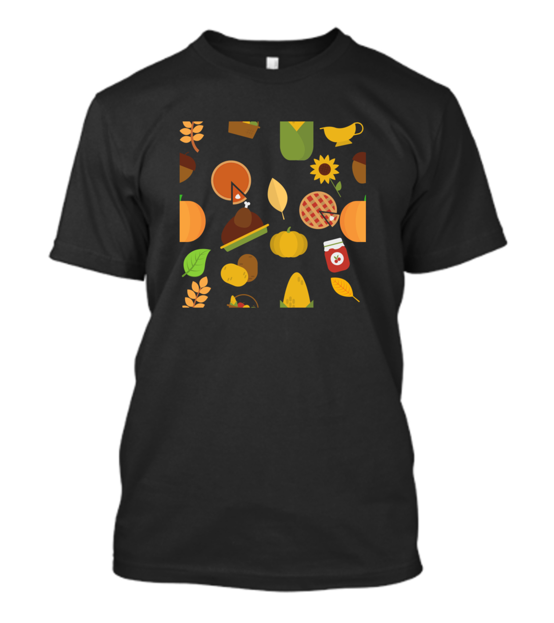 Thanksgiving Autumn Harvest And Pumpkin Pie Feast Icons T-Shirt
