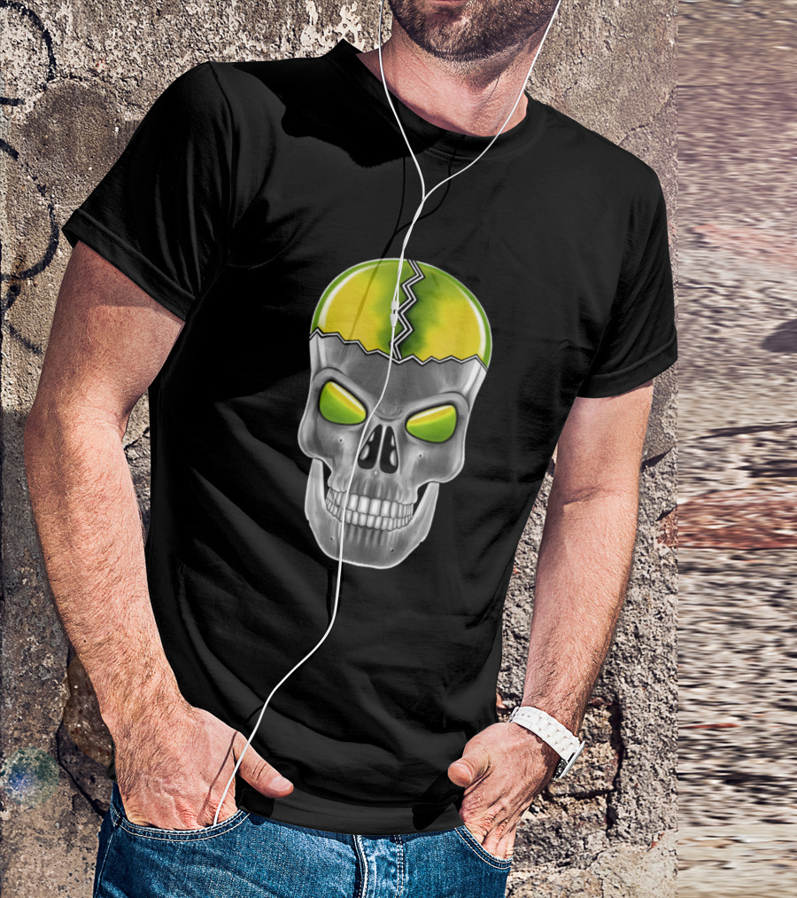 Yellow Green Skull With Crack T-Shirt