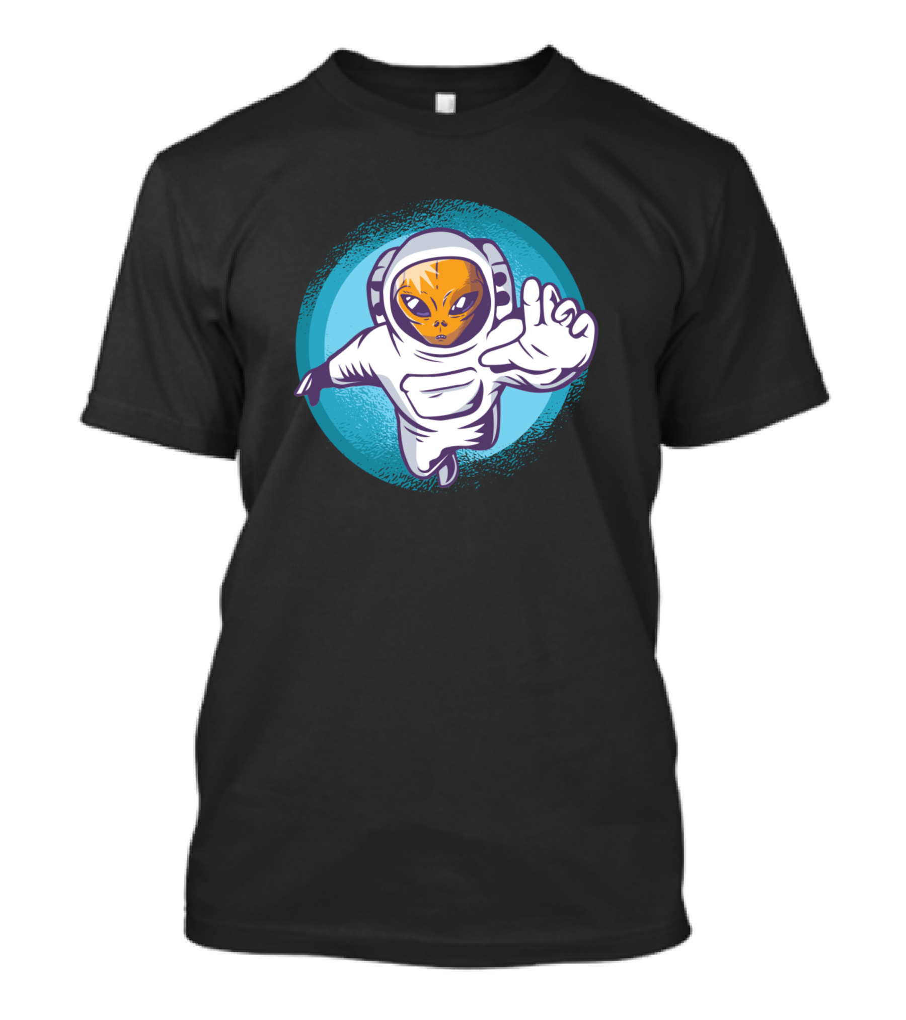 Alien Astronaut Reaching Through Space Circle T-Shirt