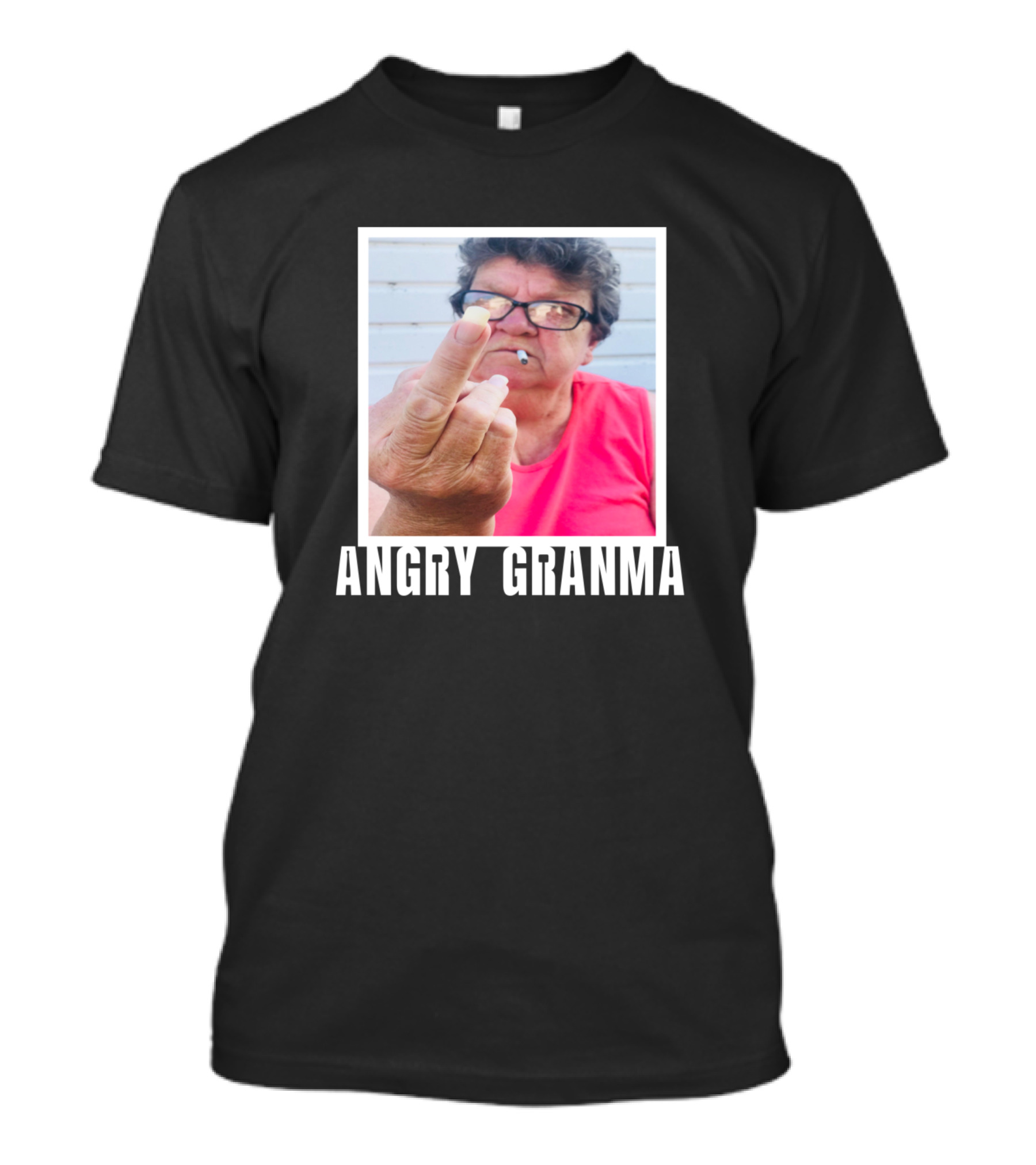 Angry Grandma Middle Finger Gesture Smoky Glasses T-Shirt
