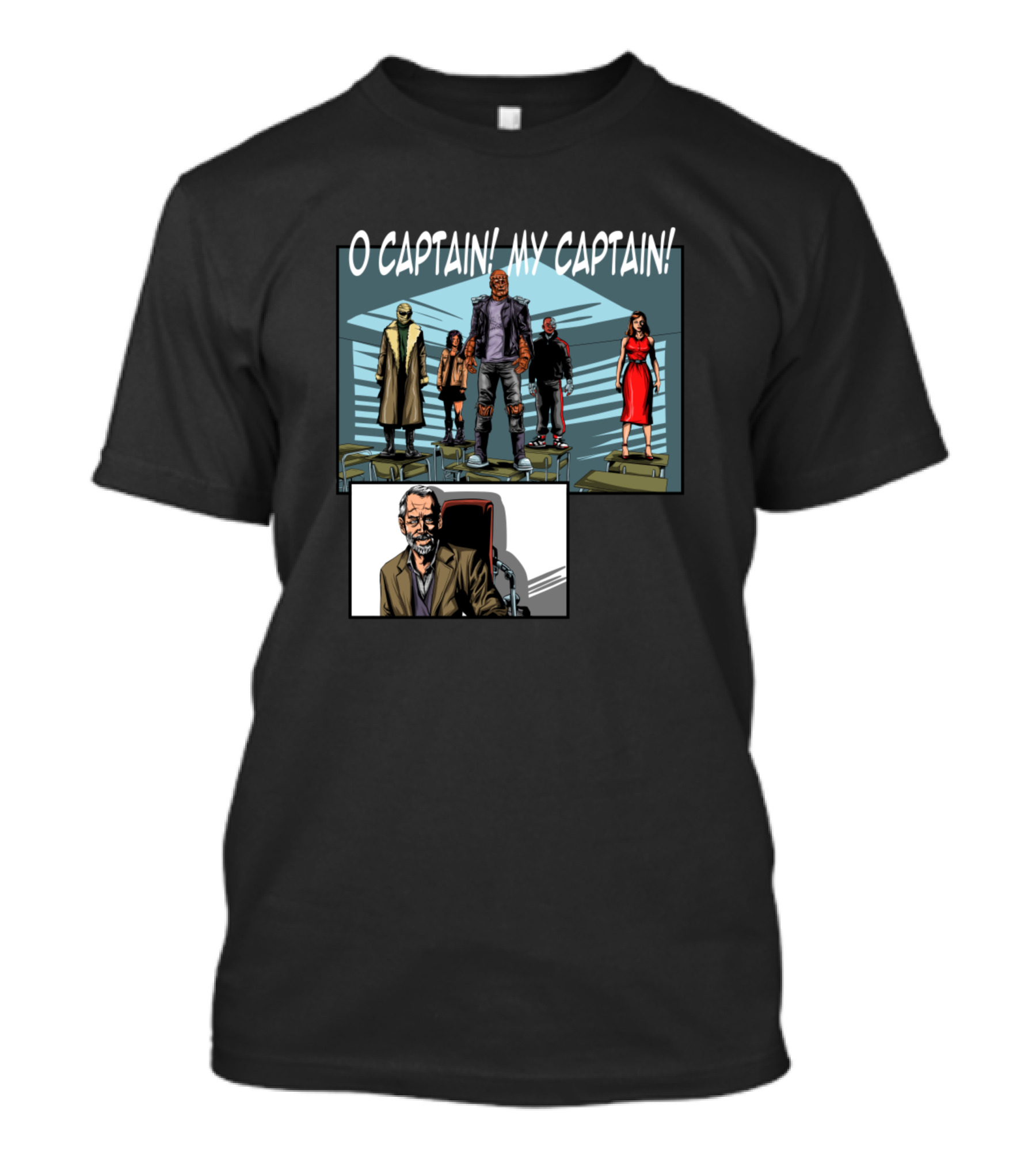 Dead Poets Patrol O Captain My Captain Comic Style Image T-Shirt