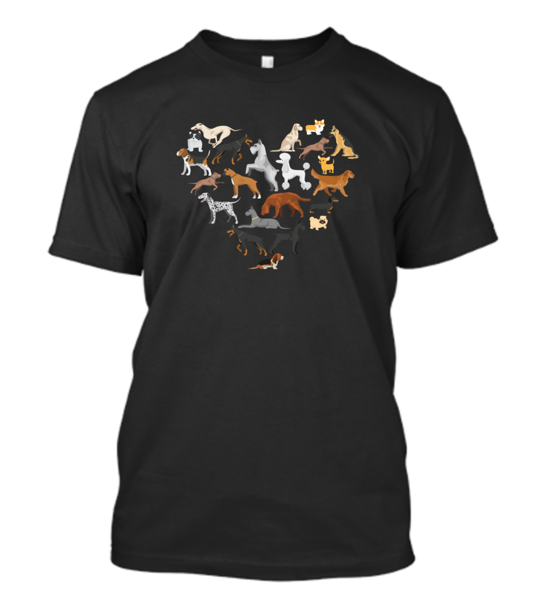 I Love Dogs Big Heart Pet Animal Lovers Canine Shapes T-Shirt