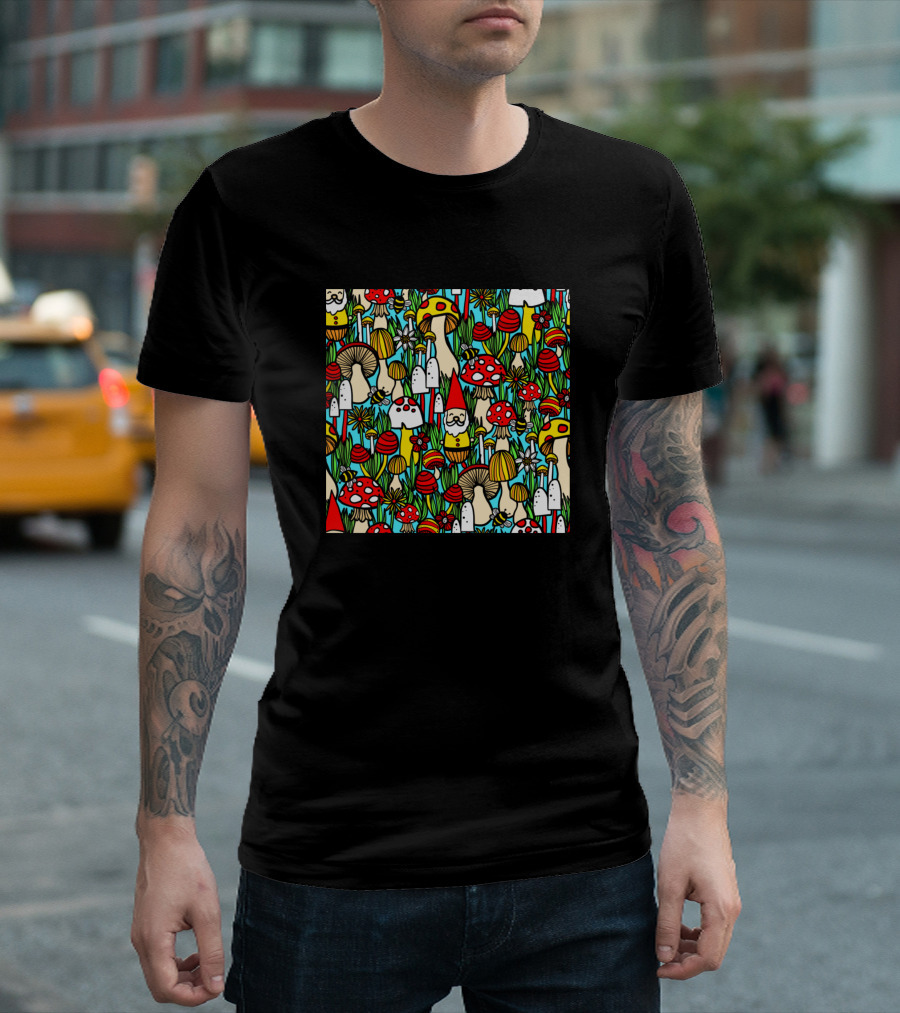 Mushrooms And Gnomes Whimsical Forest T-Shirt